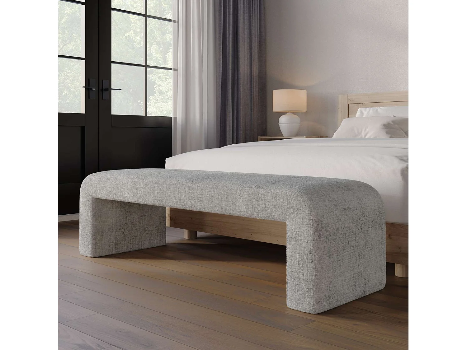 Banco cinza prateado Leith LET70G 119,5x48x45,5 cm