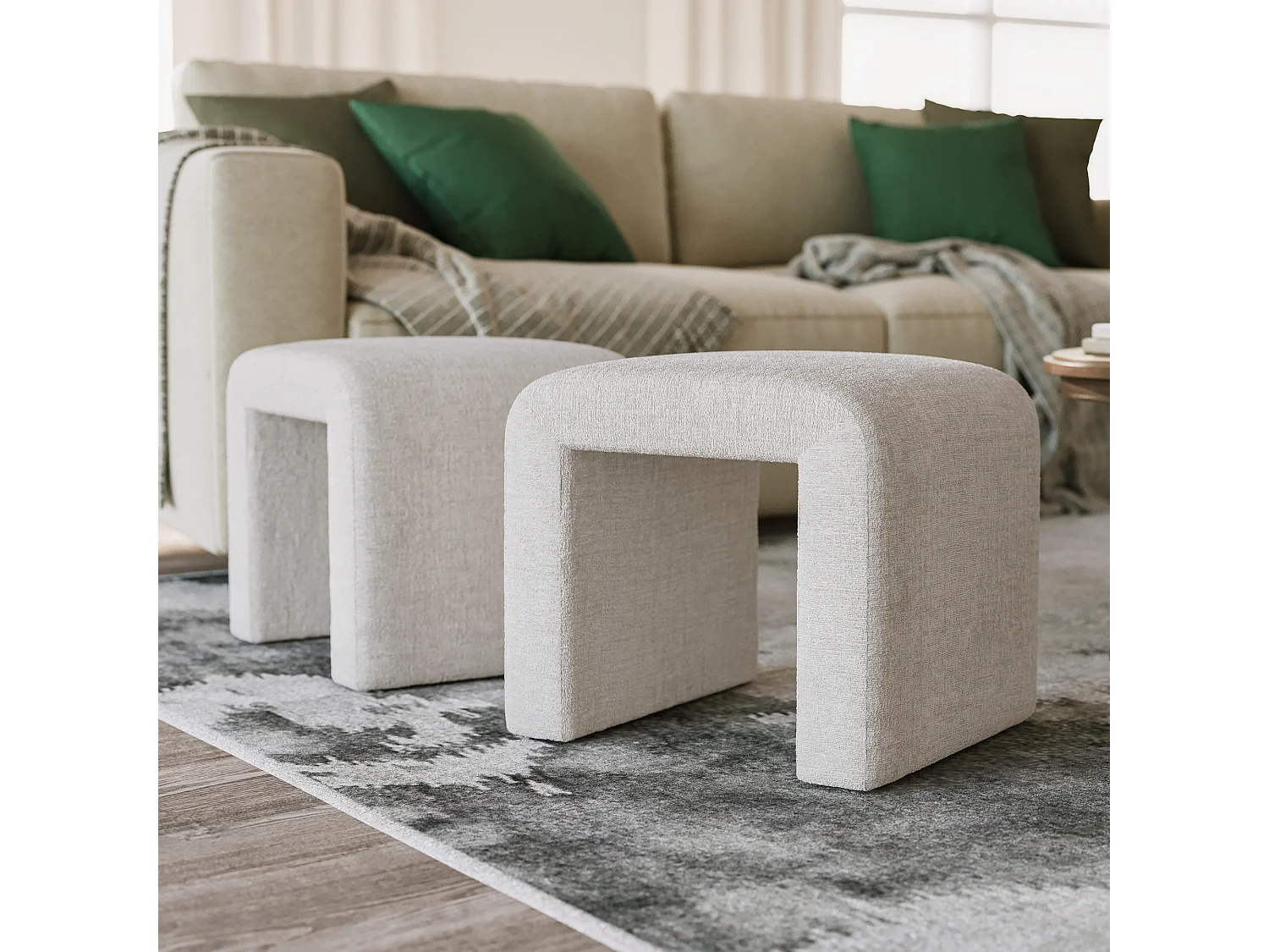 Gepolsterte Bank 53,5x48x45,5 cm beige Leith LET69N