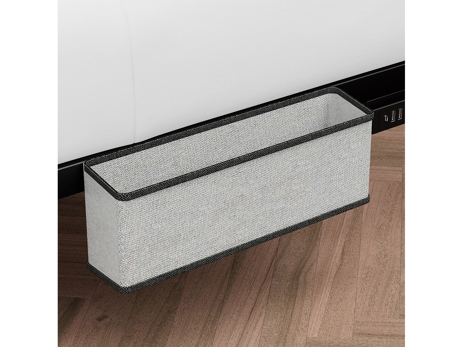 Lit flottant en métal 160 x 200 cm avec éclairage LED, sommier à lattes métallique, éclairé, noir