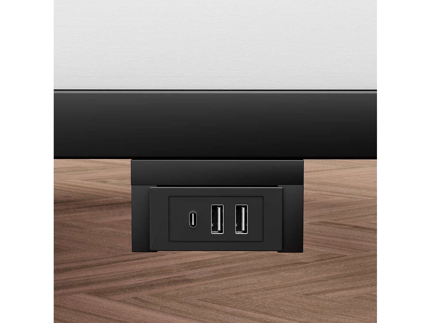 Lit flottant en métal 140 x 200 cm avec éclairage LED, sommier à lattes métallique, éclairé, noir