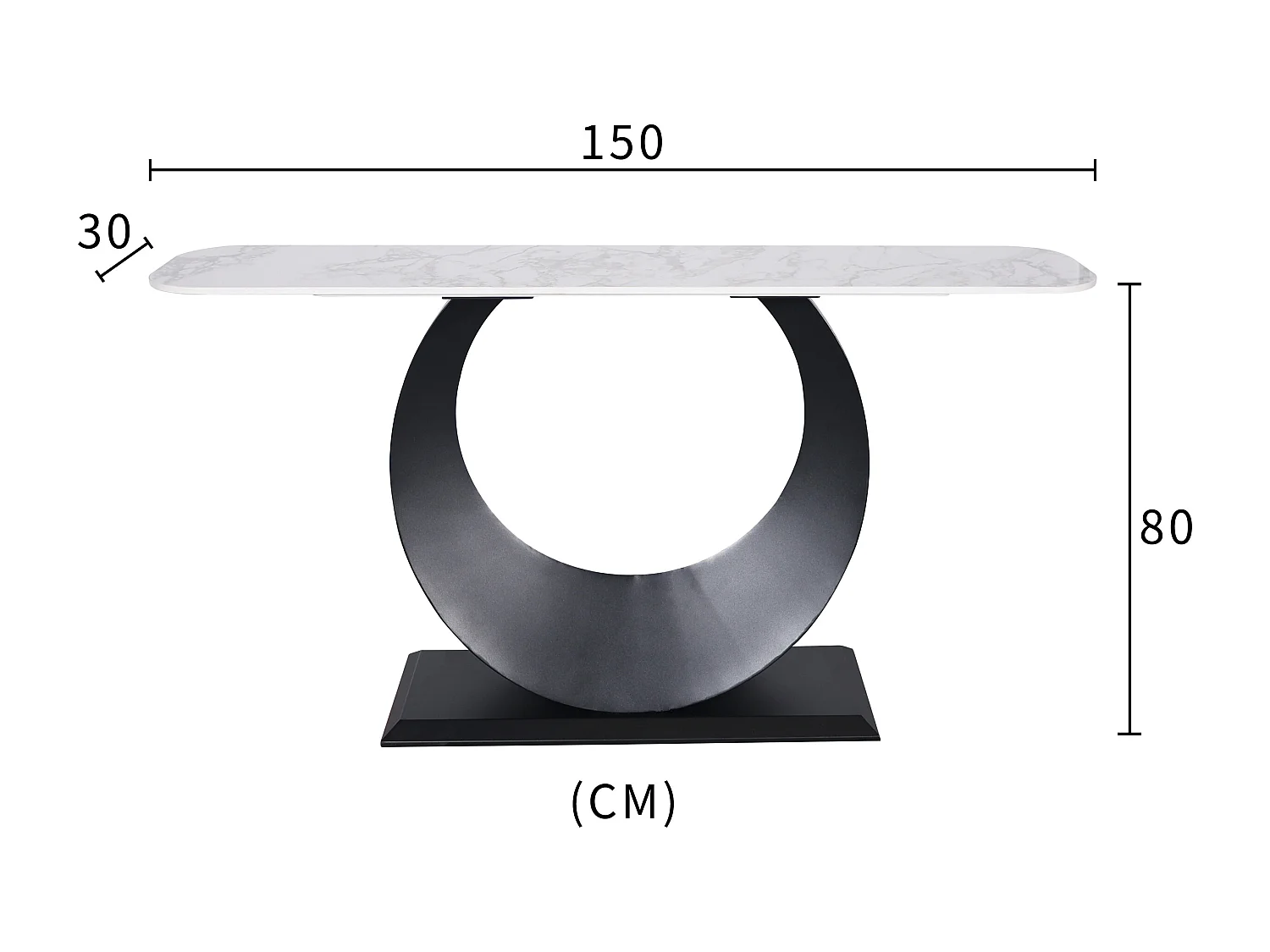 Console 150x80x30 cm noir blanc modig m86-150