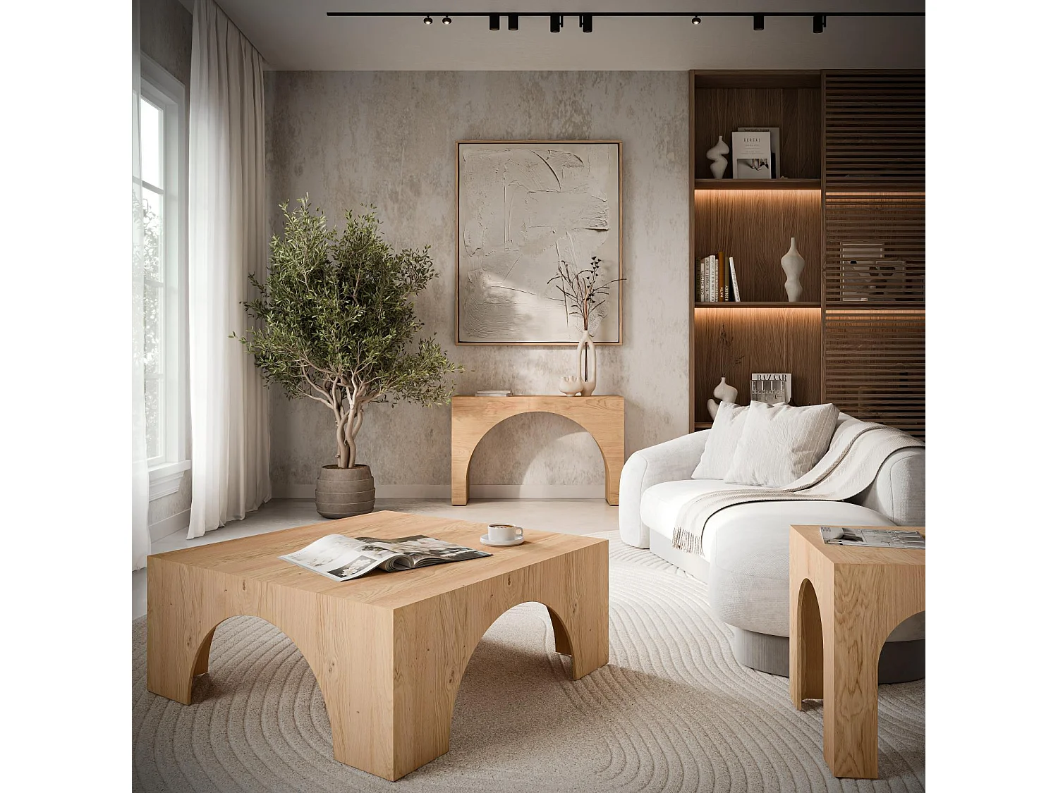 Console 122x76x35,5 cm bois clair naturel Avola av2430-4