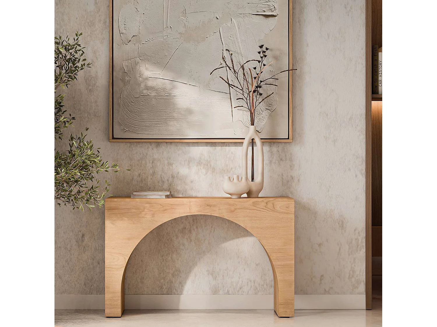 Konsolbord, Avola, 22 x 76 x 35,5 cm, lysebrun