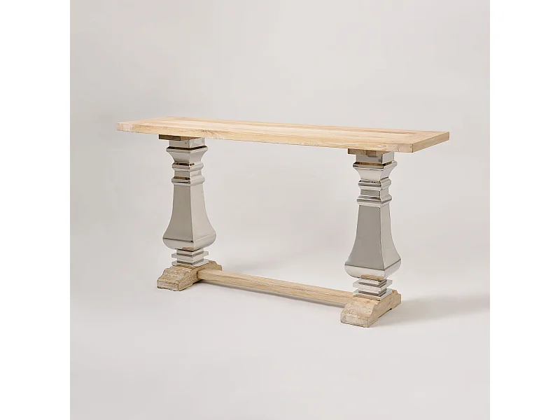 Console 160x85x45 cm chrome bois naturel glamour gl1527