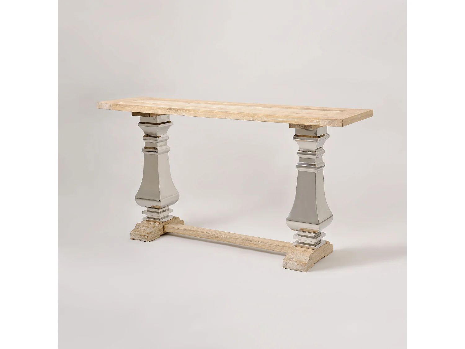 Console 160x85x45 cm chrome bois naturel glamour gl1527