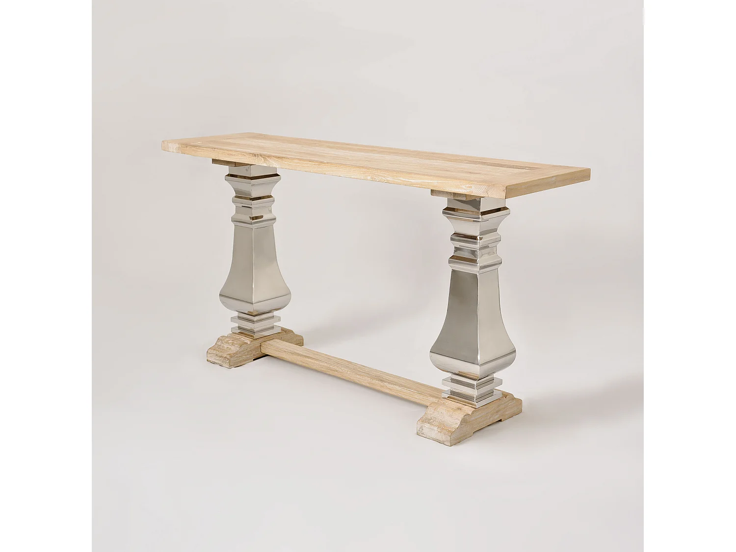 Console 160x85x45 cm chrome bois naturel glamour gl1527