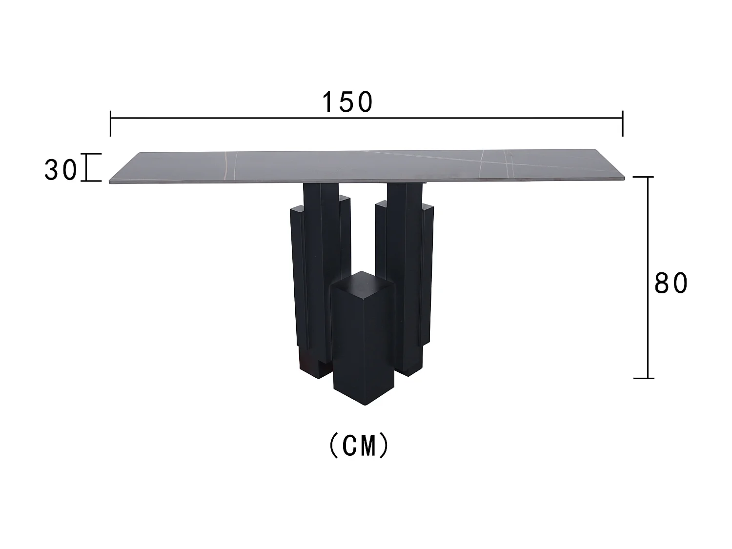 Console 150x80x30 cm noir modig m20-150