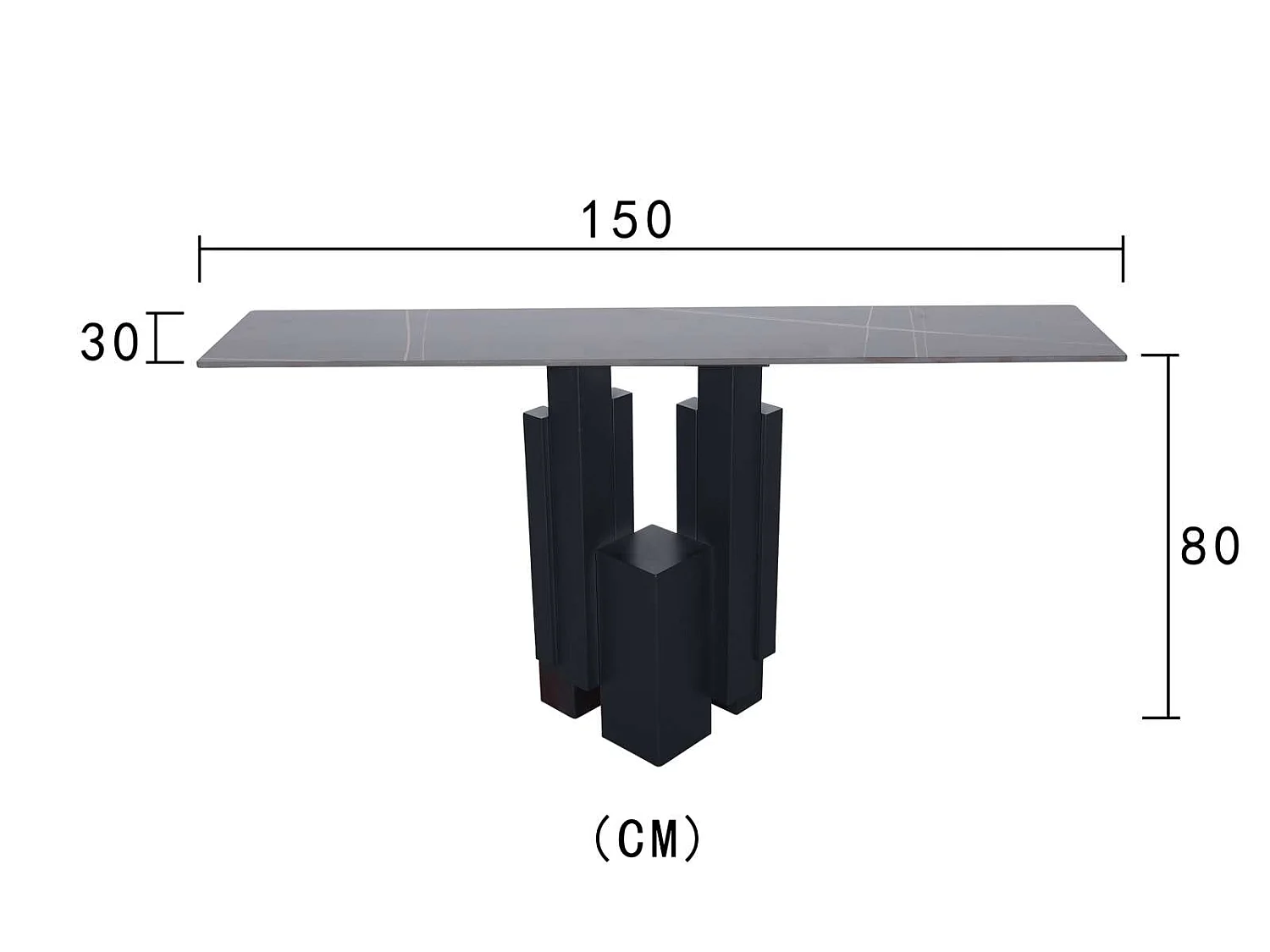 Console 150x80x30 cm noir modig m20-150