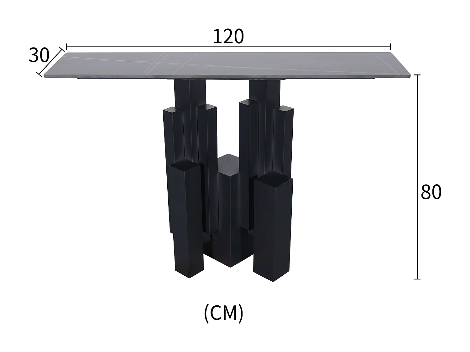 Console 120x80x30 cm noir modig m20-120