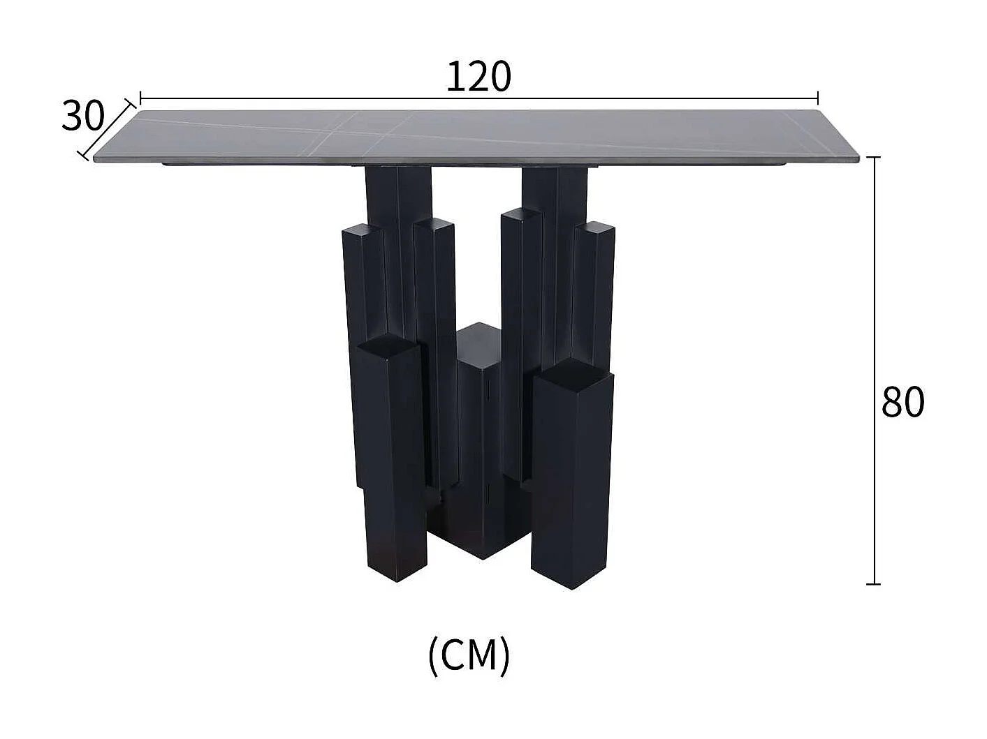 Console 120x80x30 cm noir modig m20-120