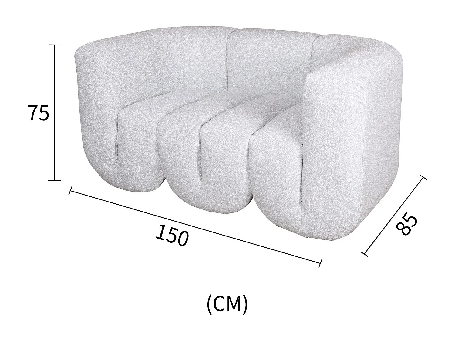Canapé 150x75x85 cm gris clair nua