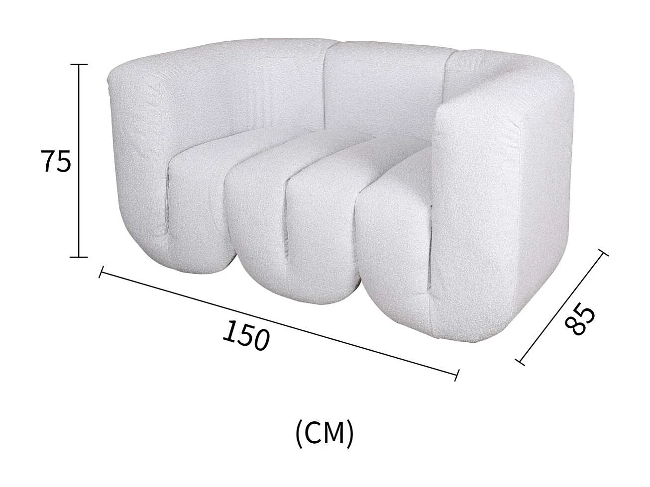 Sofa 150x75x85 cm light gray nua