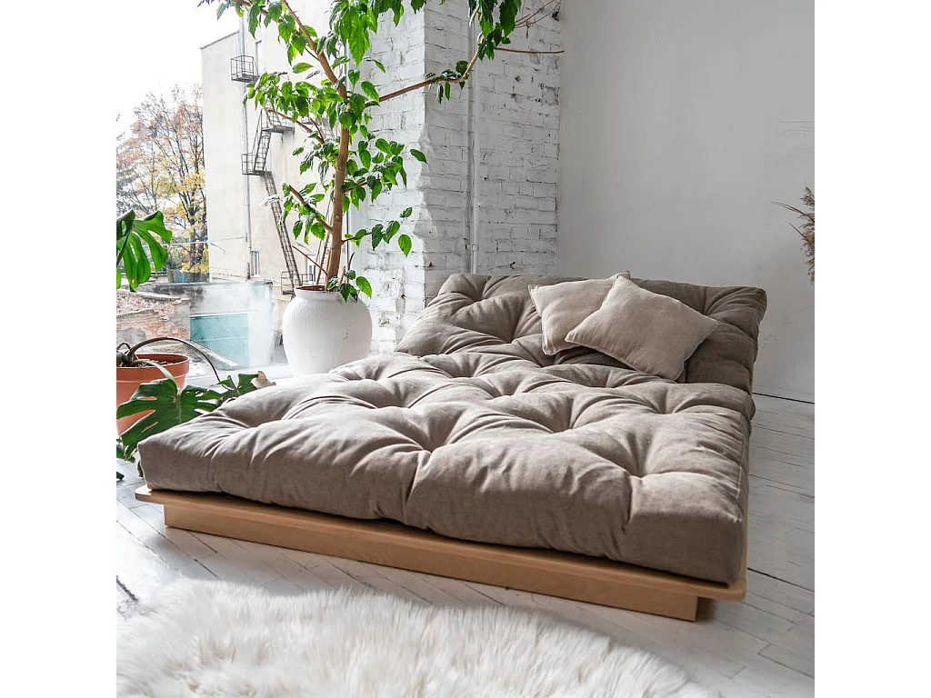 Canapé Futon 140x115x80 cm Beige layti
