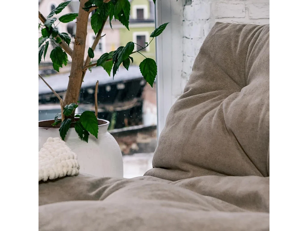 Canapé Futon 140x115x80 cm Beige layti