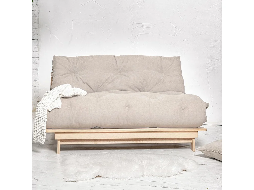 Futon-Sofa 140x115x80 cm Creme Layti