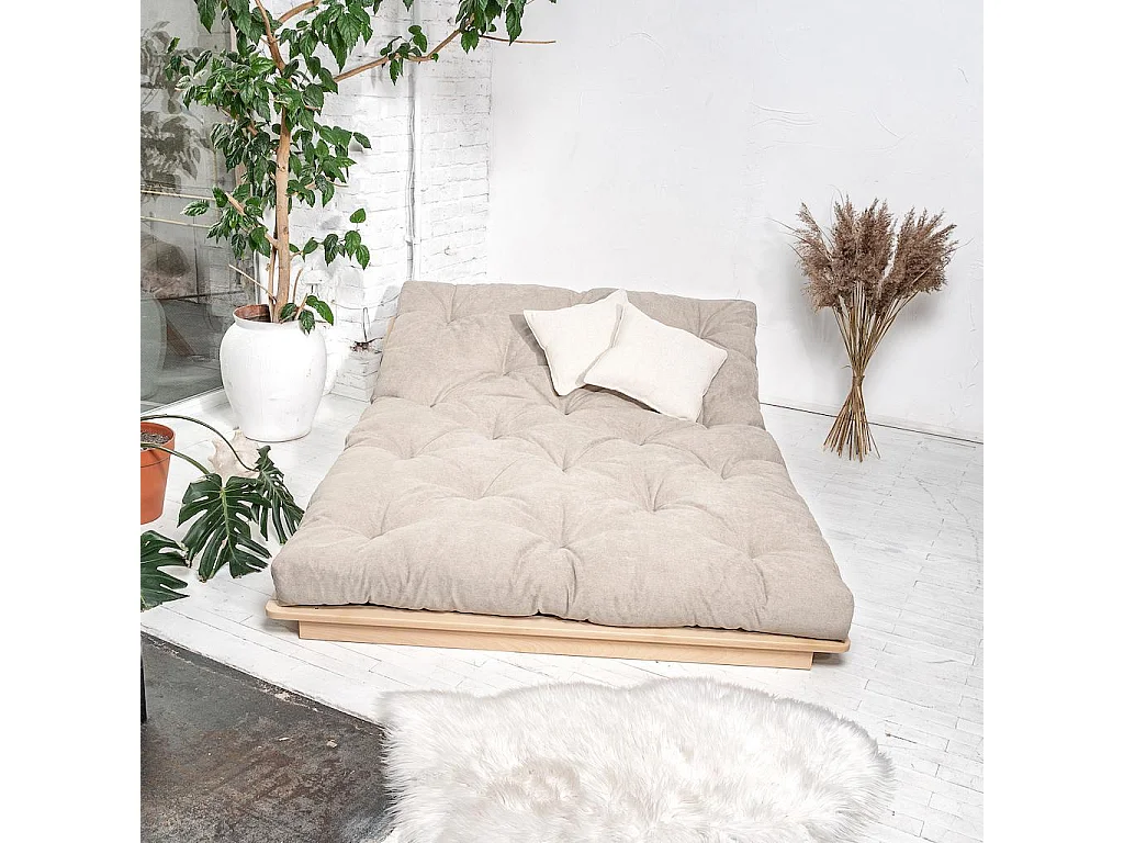 Futon-Sofa 140x115x80 cm Creme Layti