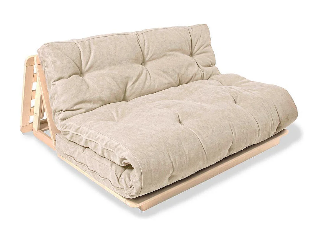 Canapé Futon 140x115x80 cm Crème Layti