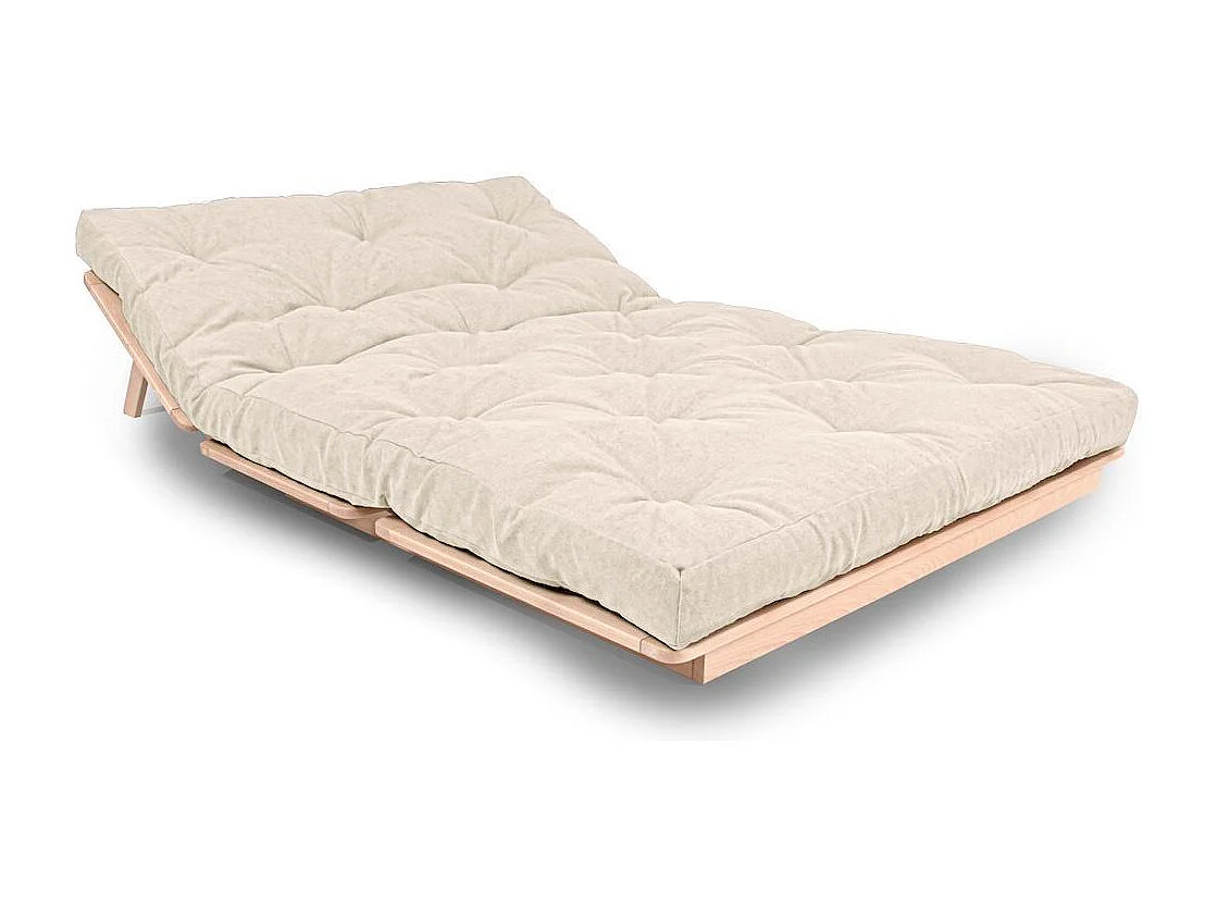 Canapé Futon 140x115x80 cm Crème Layti