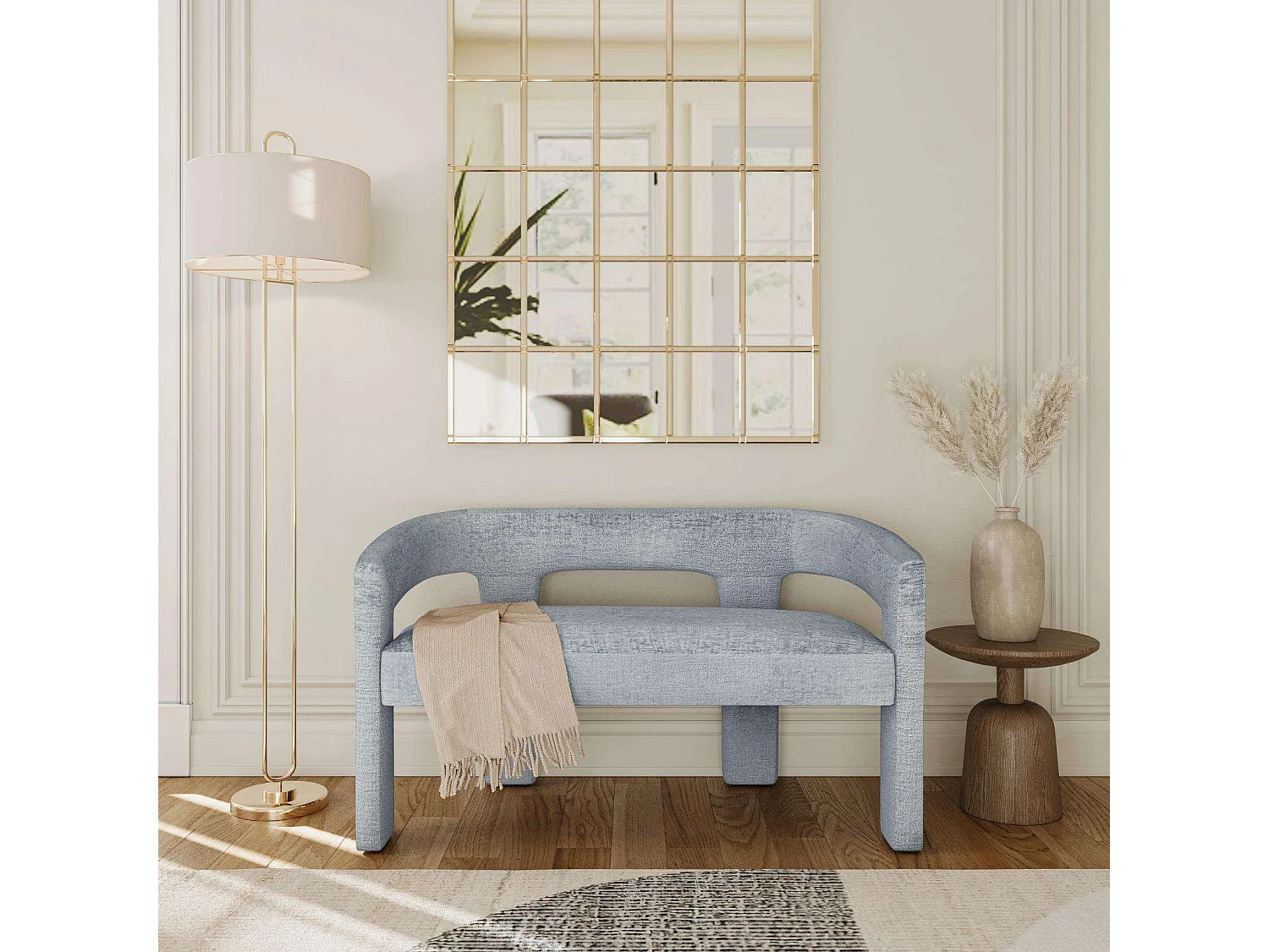 Bench 124.5x75x56 cm light blue leith let71bb