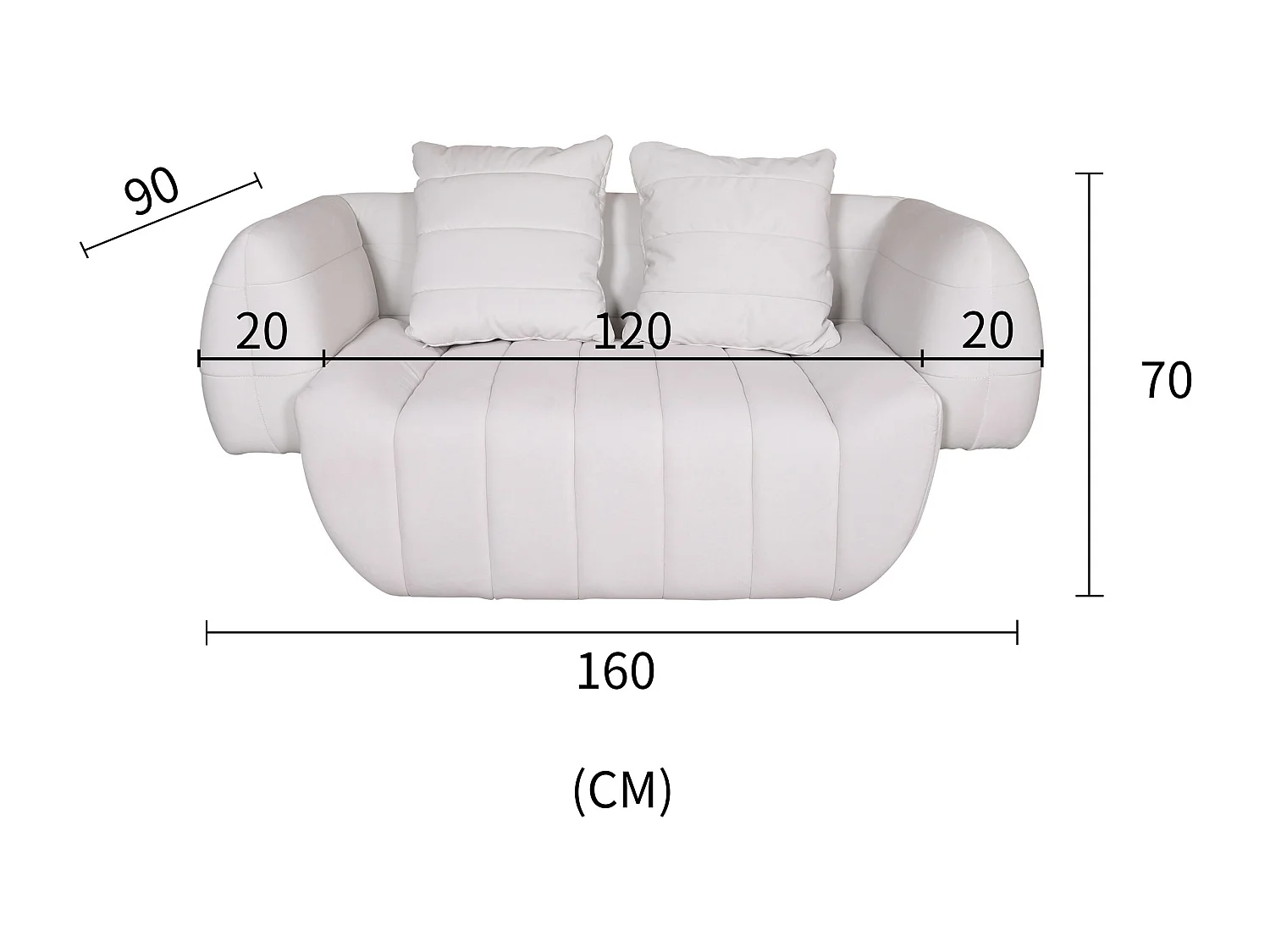 Canapé 160x70x90 cm Blanc nua n90-3