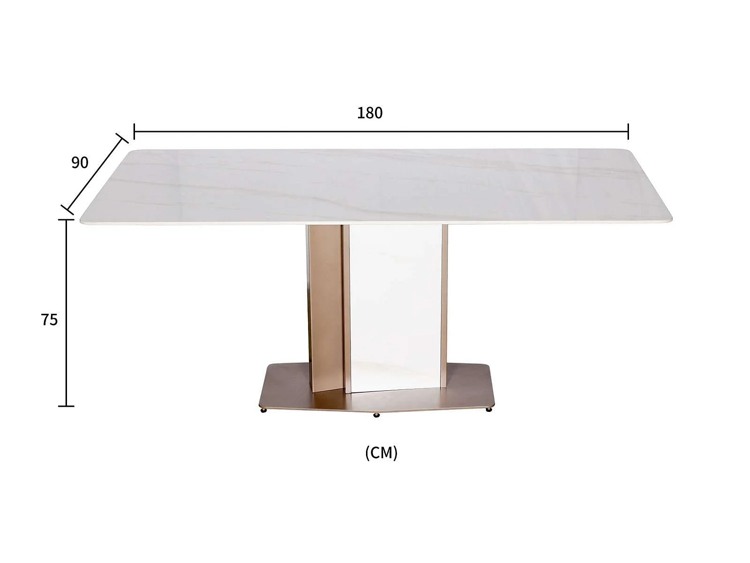 Bord, Modig, 180 cm, Hvid og Rosenguld