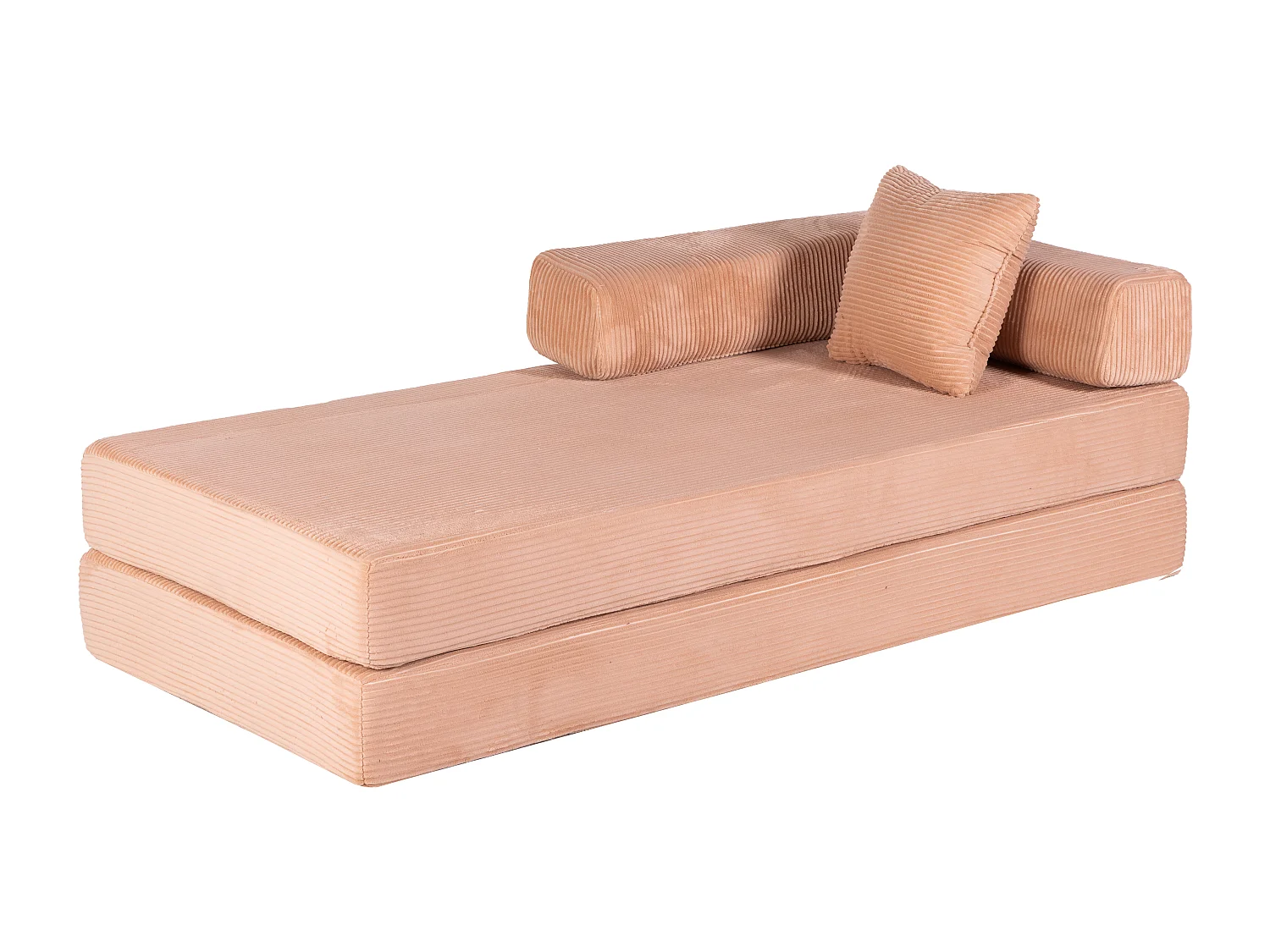 Canapé-lit convertible en velours côtelé, matelas pliant compact pour petits espaces, aucun assemblage requis, couleur abricot