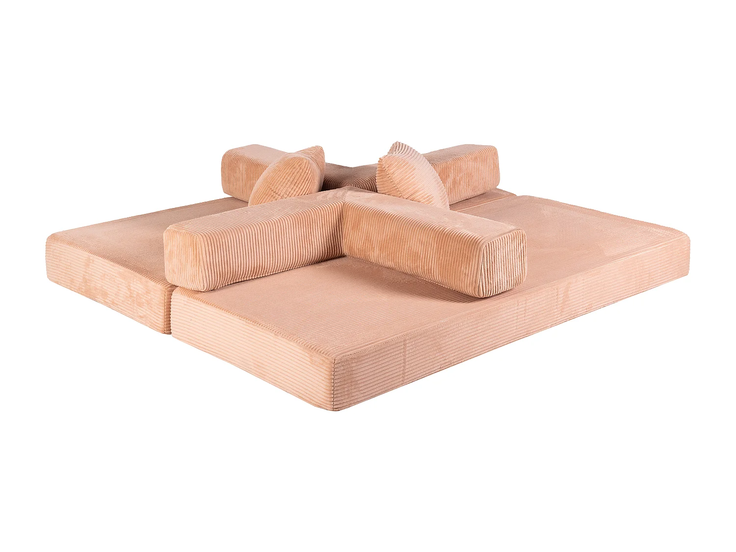 Canapé-lit convertible en velours côtelé, matelas pliant compact pour petits espaces, aucun assemblage requis, couleur abricot