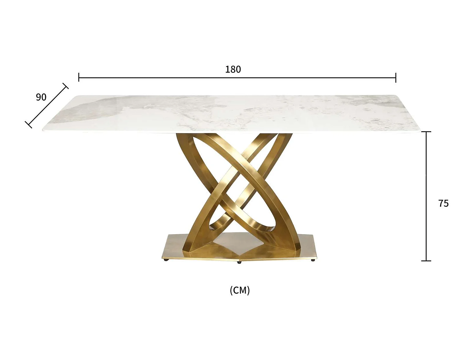 Table 180x75x90 cm blanc or modig m56