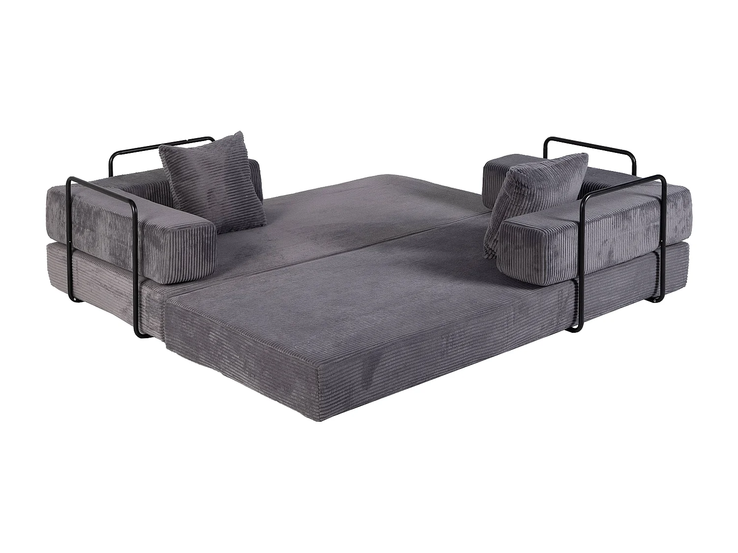 Canapé-lit convertible en velours côtelé, matelas pliant compact pour petits espaces, aucun assemblage requis, gris foncé