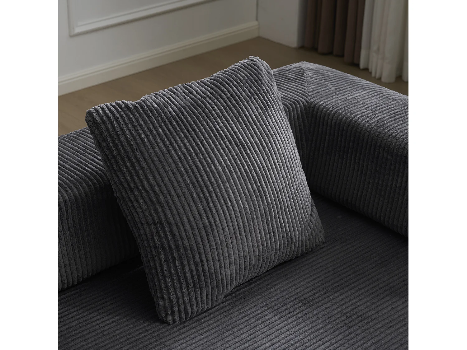 Canapé-lit convertible en velours côtelé, matelas pliant compact pour petits espaces, aucun assemblage requis, gris foncé