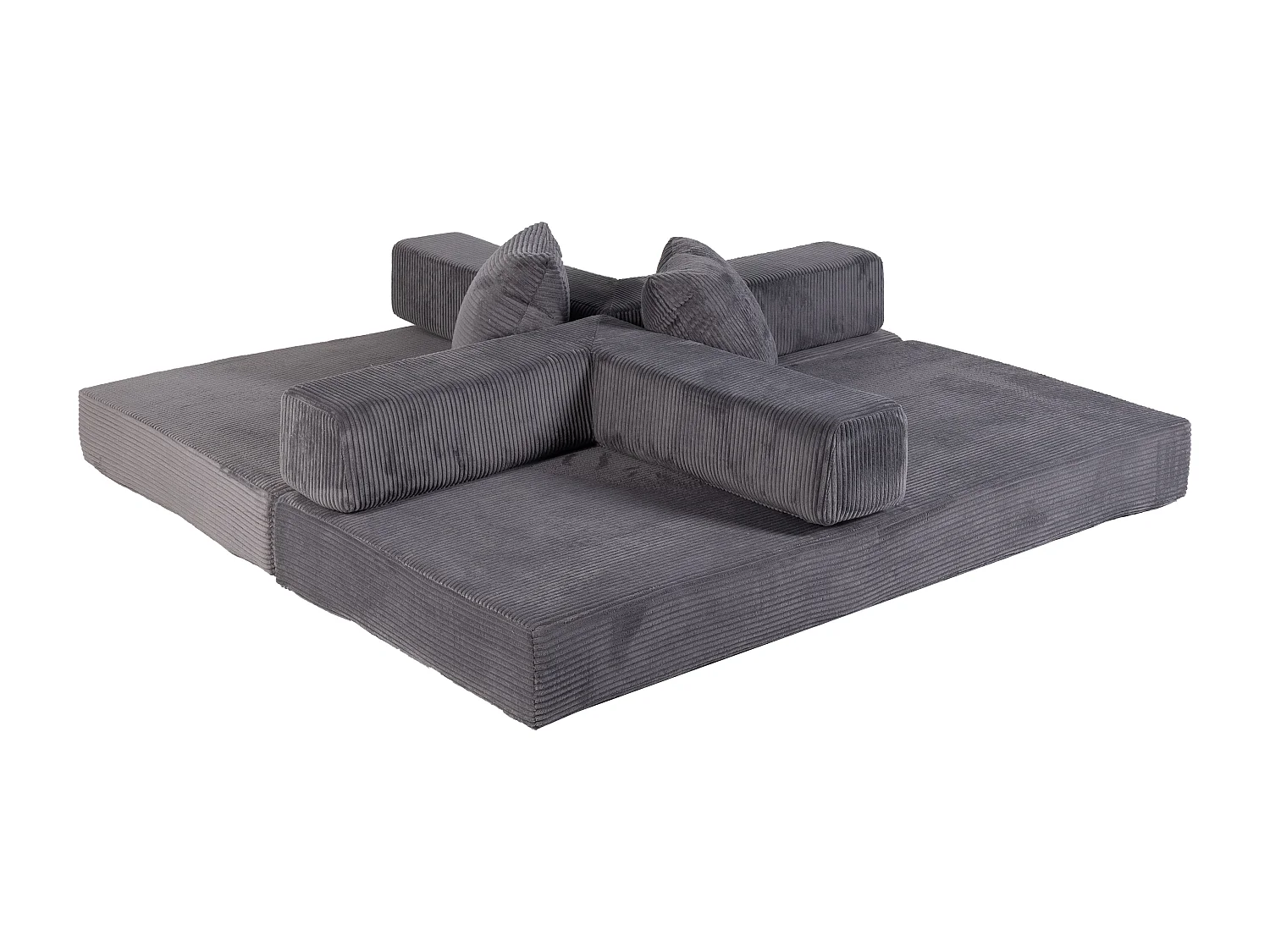 Canapé-lit convertible en velours côtelé, matelas pliant compact pour petits espaces, aucun assemblage requis, gris foncé
