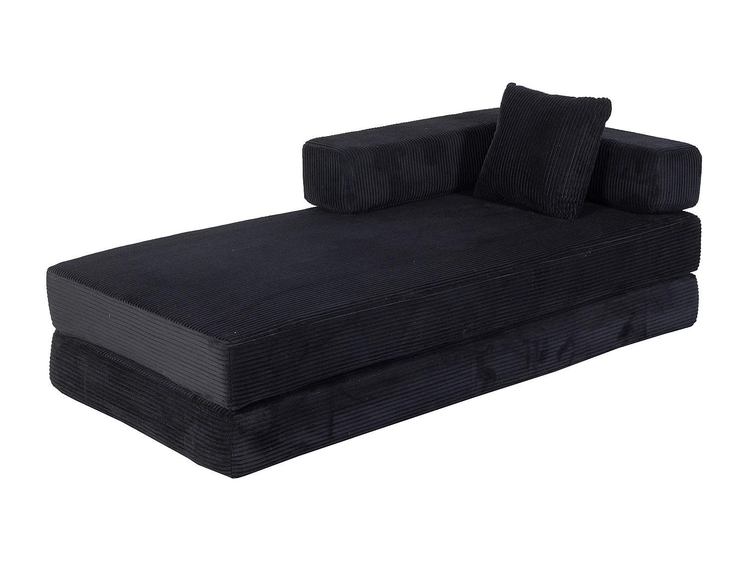 Canapé-lit convertible en velours côtelé, matelas pliant compact pour petits espaces, aucun assemblage requis, noir