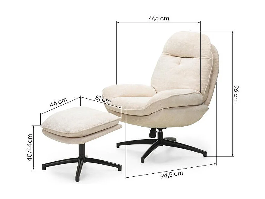 Fauteuil 96x77,5x94,5 cm beige Merano