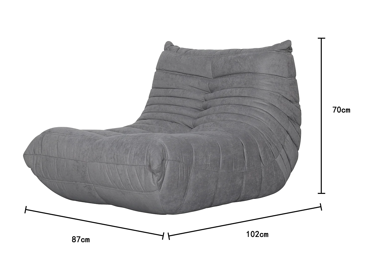 Fauteuil 87x70x102 cm gris nua n23-11