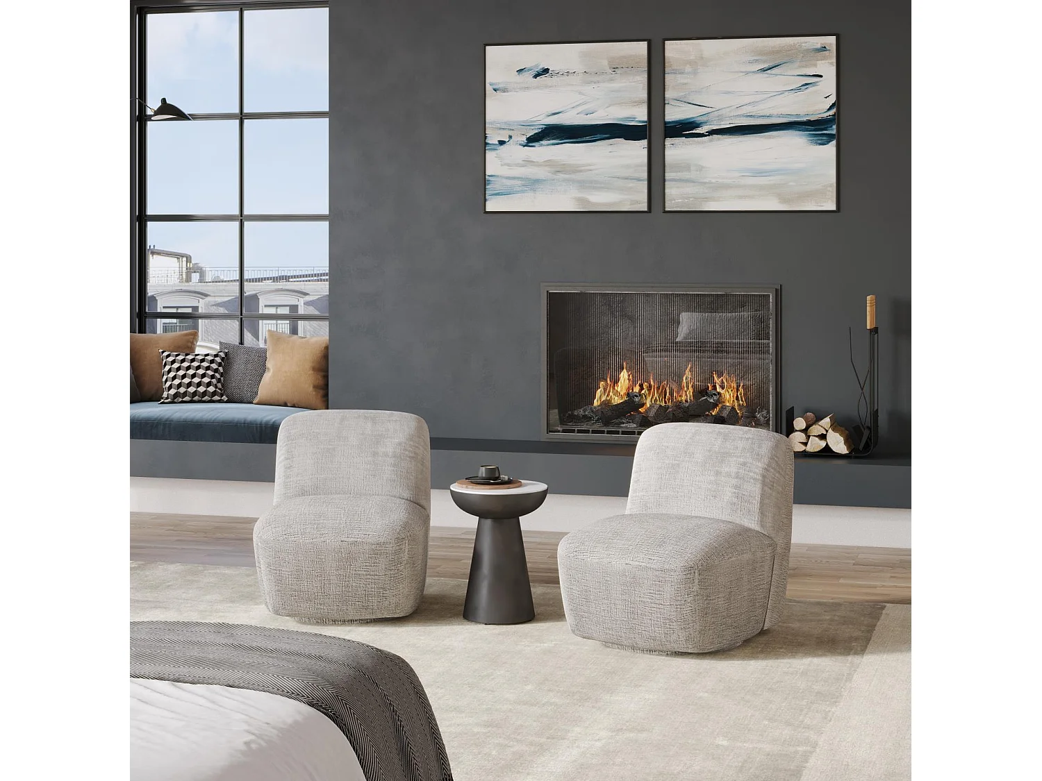 Sillón 67,5x76x77,5 cm Gris Beige Leith LET74G