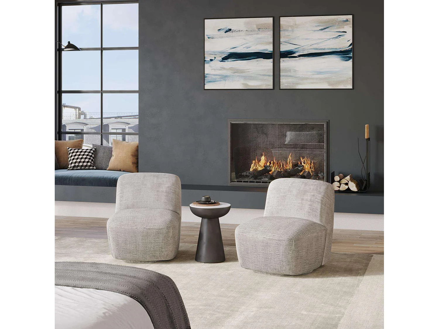 Polstret Drejestol, Leith, Beige