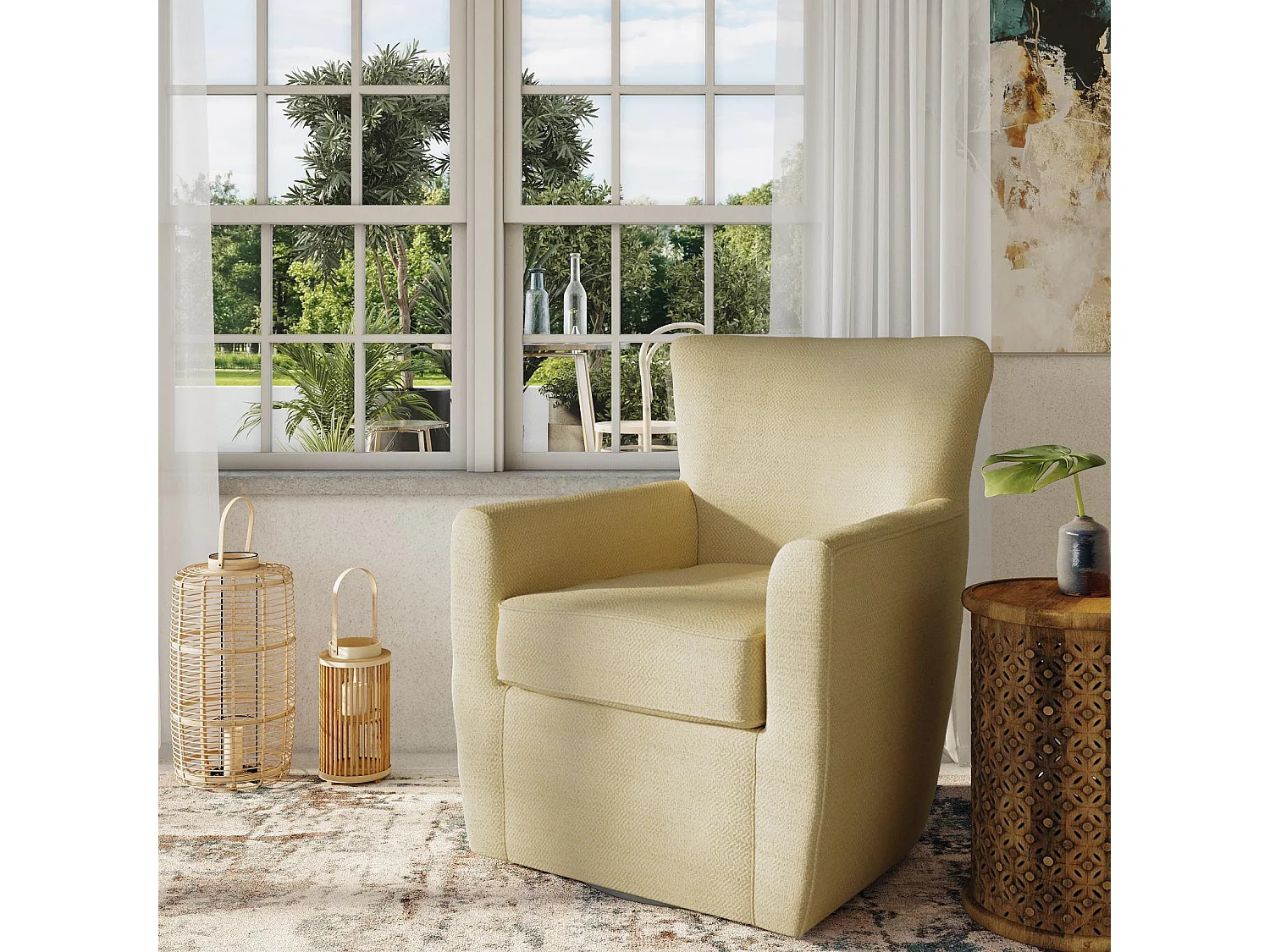 Fauteuil 82,5x90x77 cm jaune Leith LET72Y