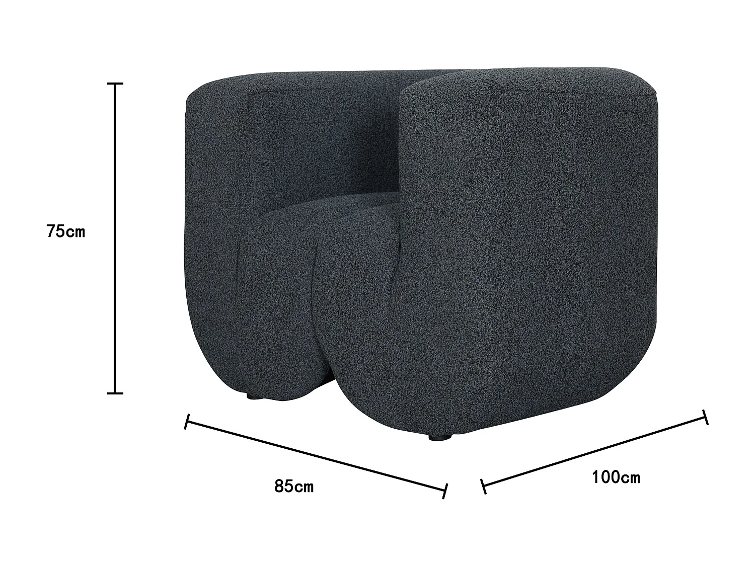 Poltrona 100x75x85 cm grigio scuro Nua N88-100-6