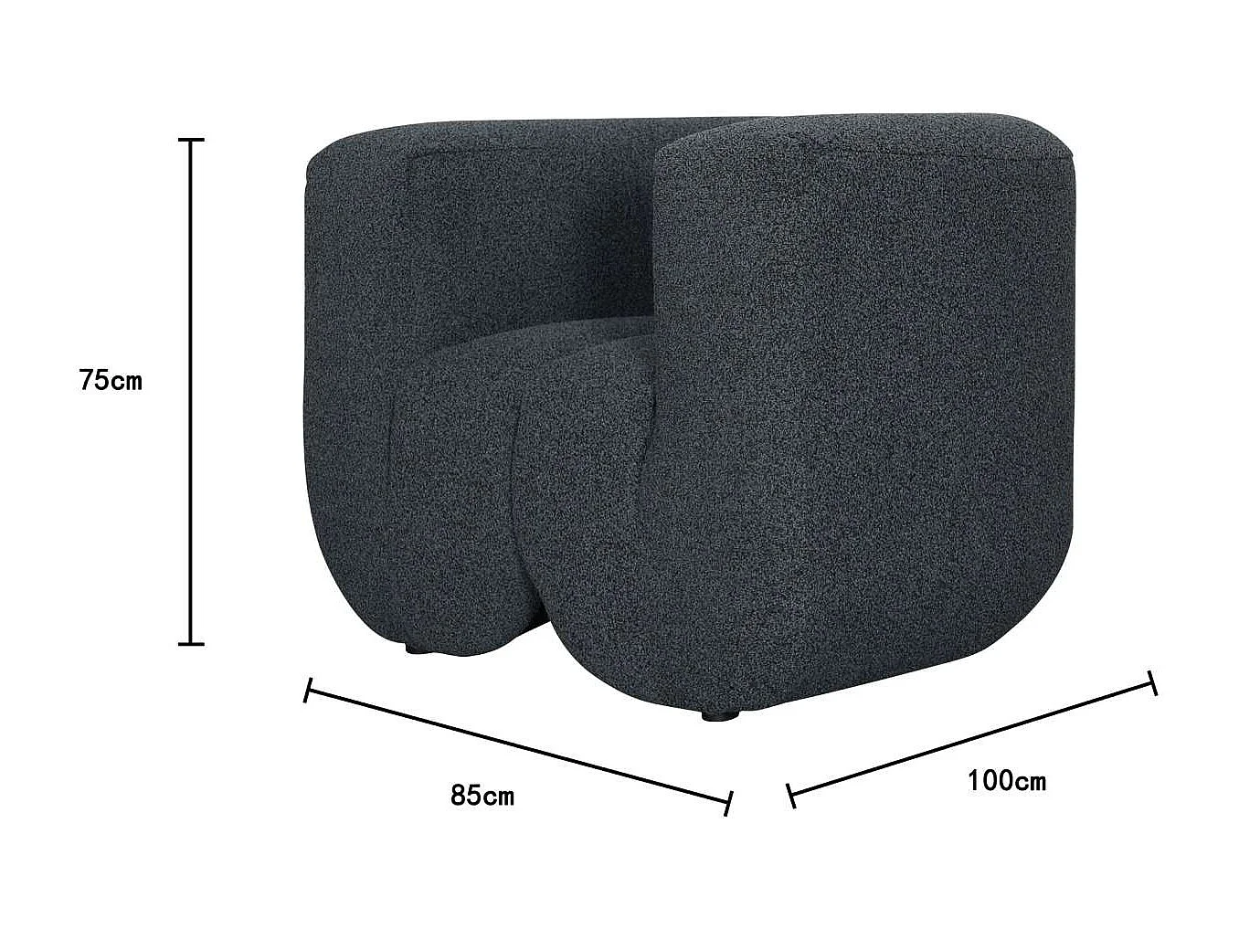 Fauteuil 100x75x85 cm gris foncé Nua N88-100-6