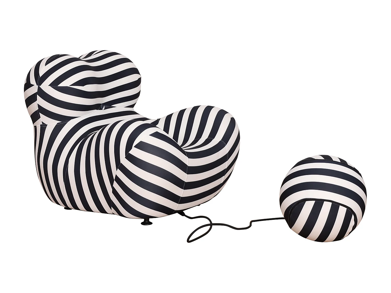 Fauteuil 76x63x68 cm noir et blanc nua n31-5