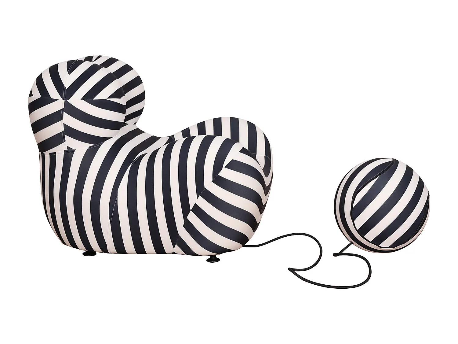 Fauteuil 76x63x68 cm noir et blanc nua n31-5