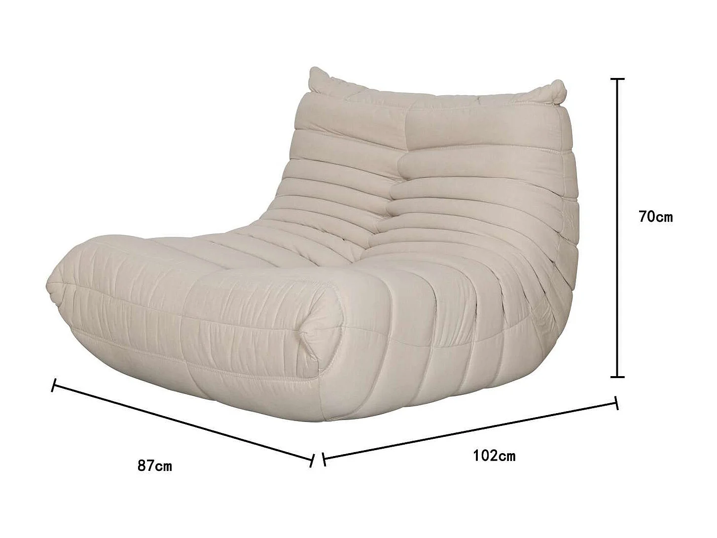 Stor lænestol, 87 x 70 x 102 cm, Nua, beige