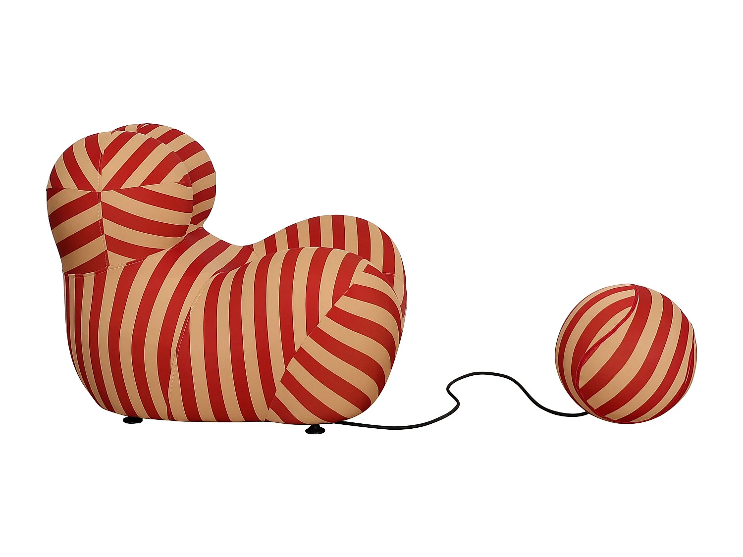 Fauteuil avec repose-pieds beige rouge nua n31-11 76x63x68 cm 32x32x32 cm