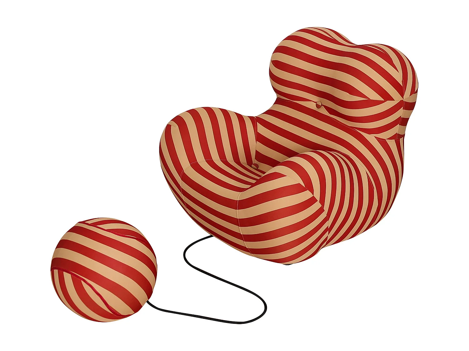 Fauteuil avec repose-pieds beige rouge nua n31-11 76x63x68 cm 32x32x32 cm