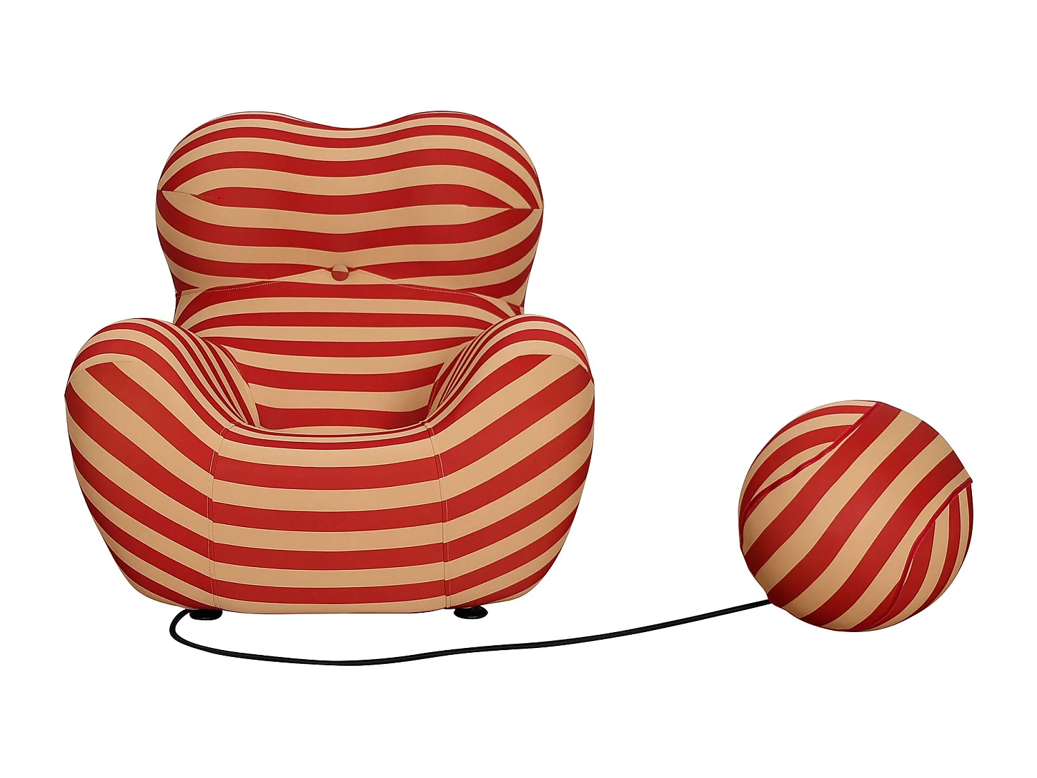 Fauteuil avec repose-pieds beige rouge nua n31-11 76x63x68 cm 32x32x32 cm