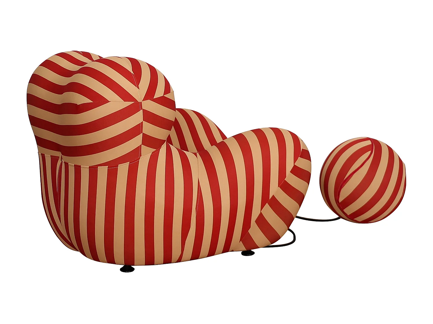 Fauteuil avec repose-pieds beige rouge nua n31-11 76x63x68 cm 32x32x32 cm