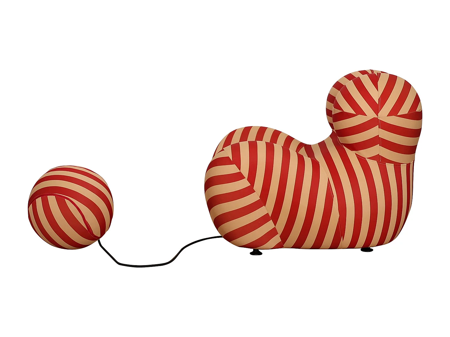 Fauteuil avec repose-pieds beige rouge nua n31-11 76x63x68 cm 32x32x32 cm