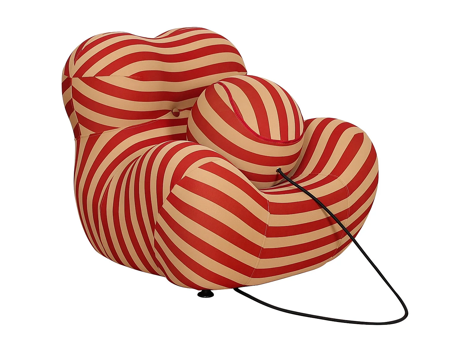 Fauteuil avec repose-pieds beige rouge nua n31-11 76x63x68 cm 32x32x32 cm