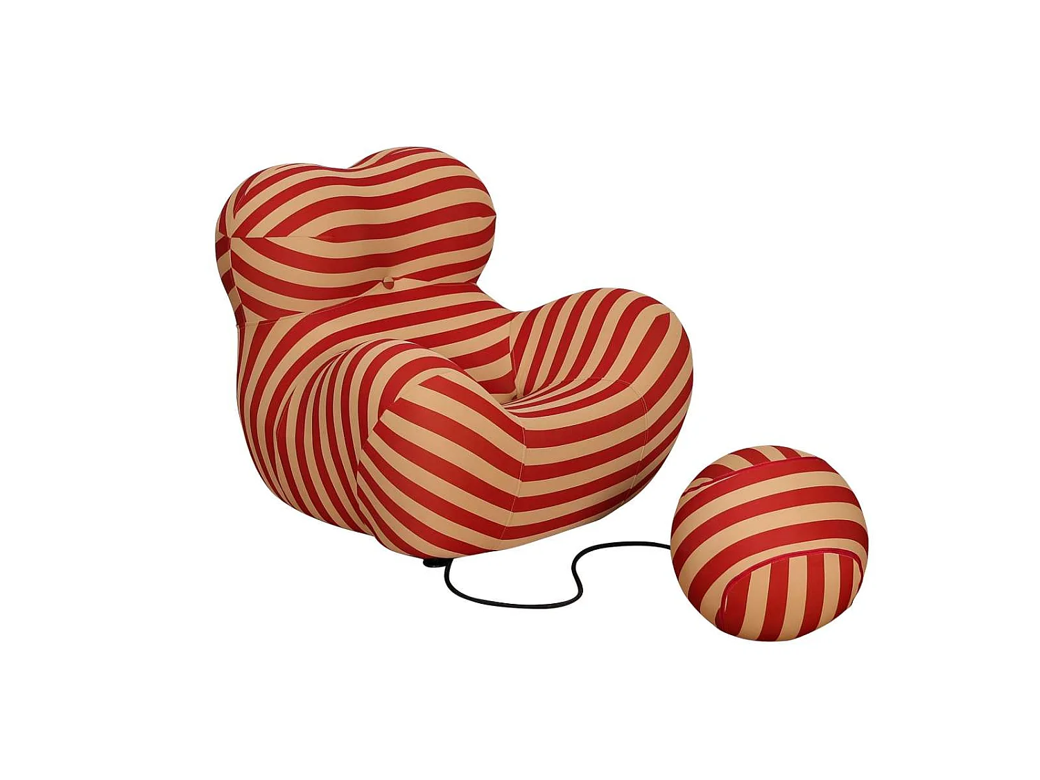 Lænestol med Fodskammel, Nua, 76x68x63 cm, 32x32x32 cm, Beige, Rød