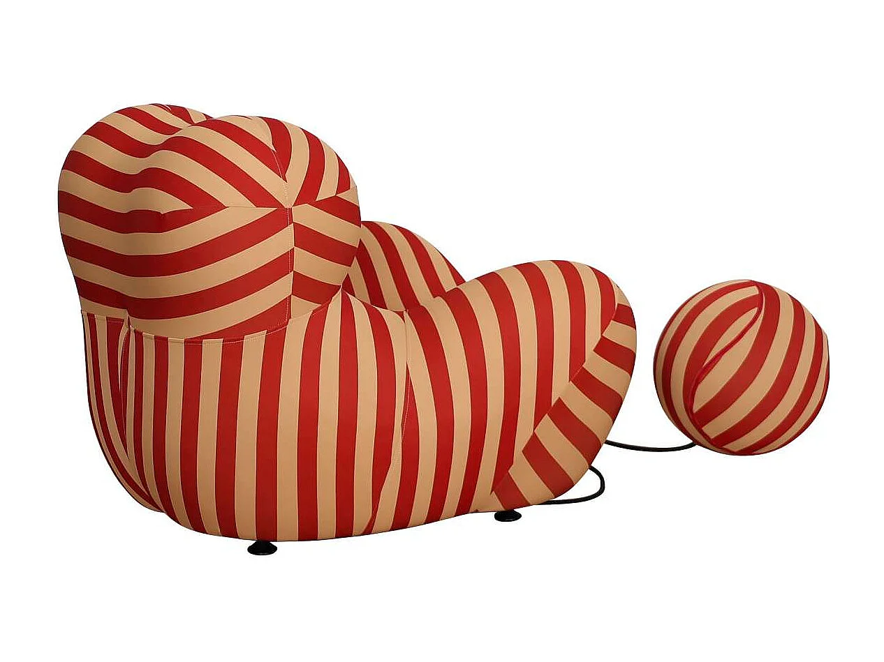Lænestol med Fodskammel, Nua, 76x68x63 cm, 32x32x32 cm, Beige, Rød